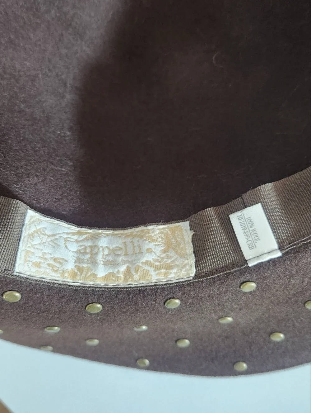 Cappelli Brown 100% Wool Studded Hat One Size